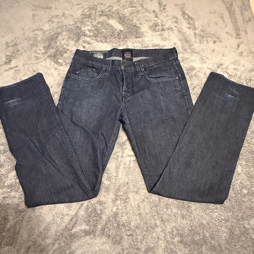 Rock & Republic Jeans Mens Sz 33 Dark Wash Embroidered Pockets Denim